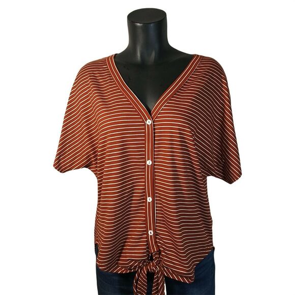 Lavender Fields Front Tie Blouse - Burgundy - Med - Picture 1 of 6